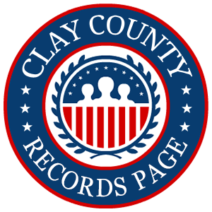 A round, red, white, and blue logo with the words 'Clay County Records Page' in relation to the state of North Carolina.